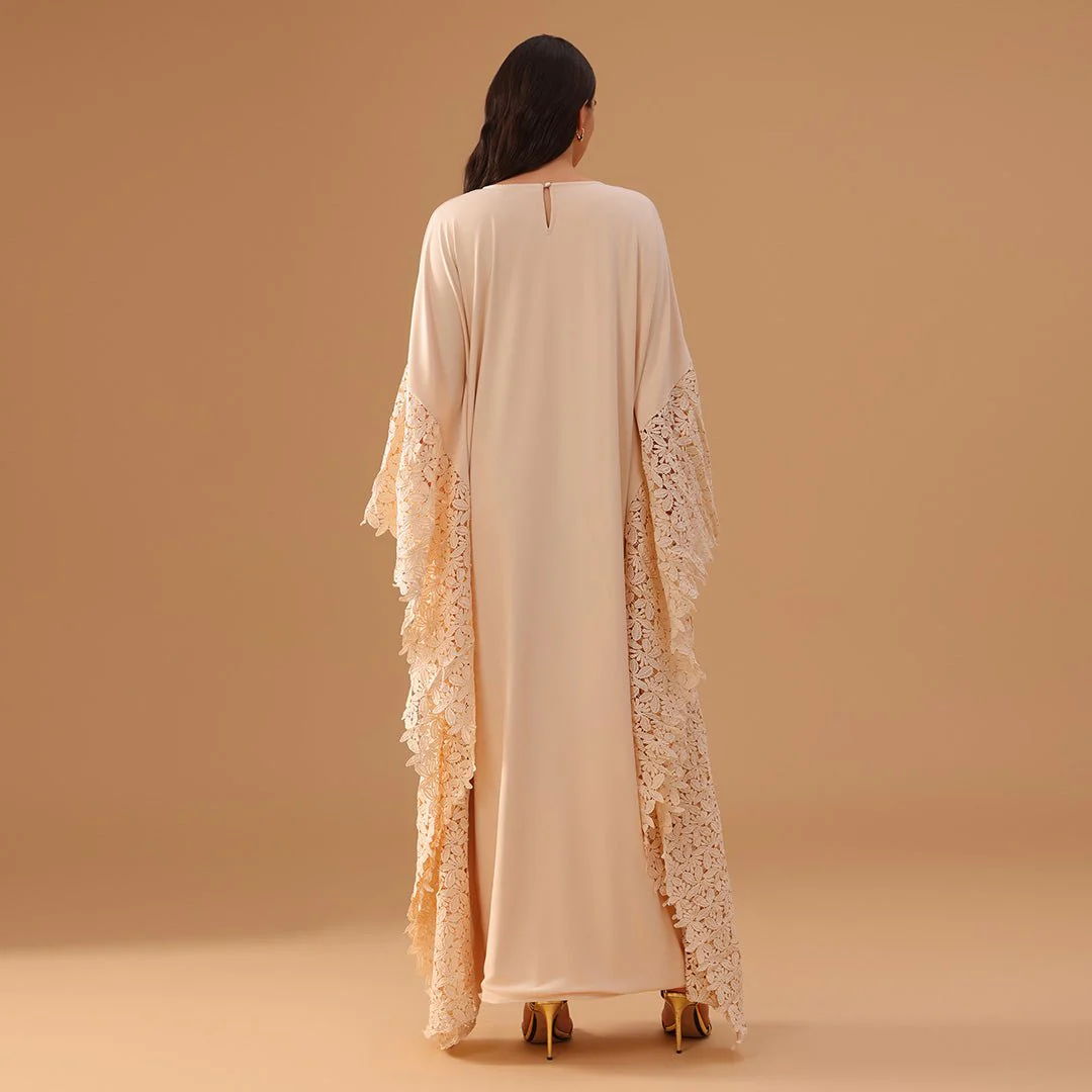 Crepe Kaftan with Lace Embellished Sleeves - Image 6