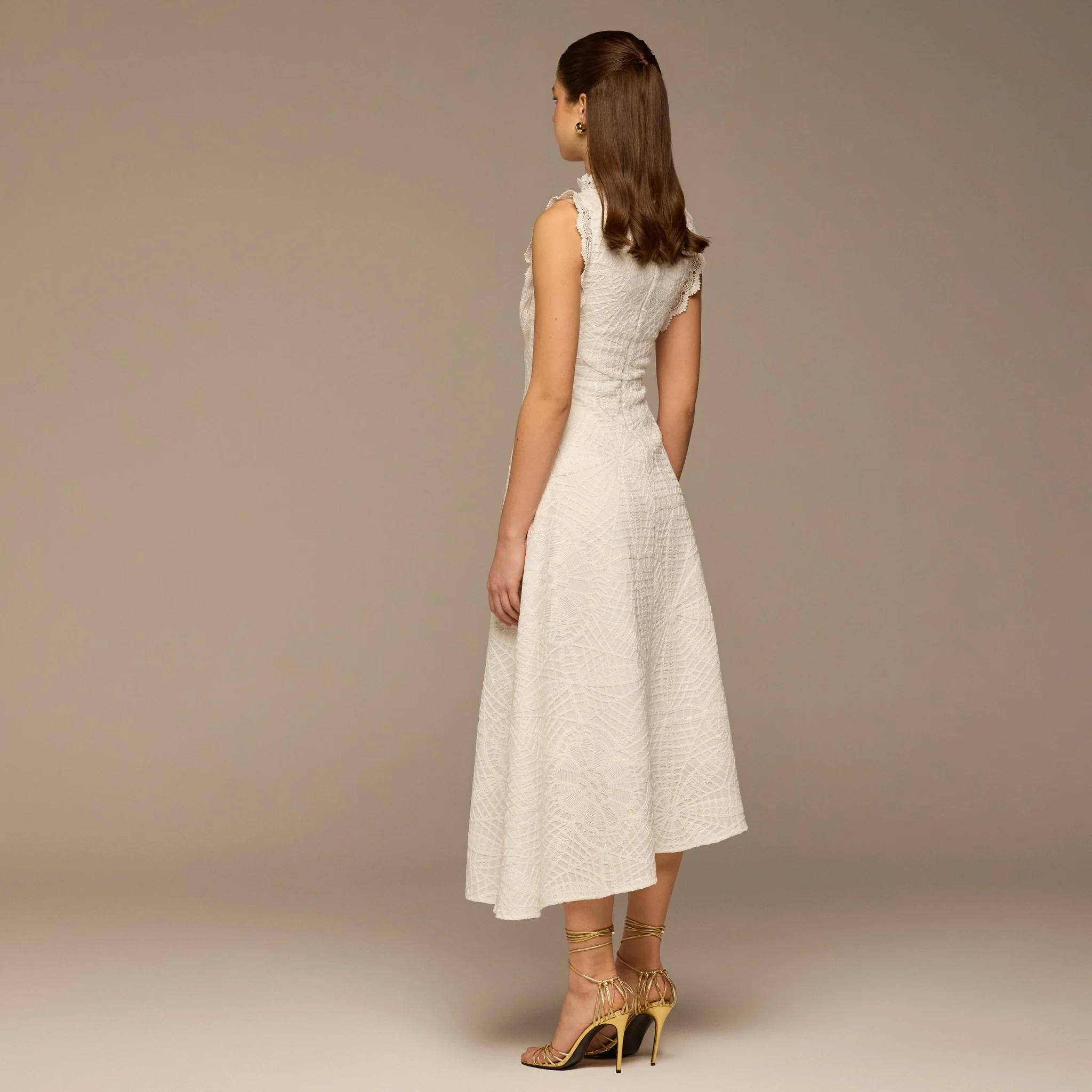 White Crochet Lace High-Neck Maxi Dress - Image 4