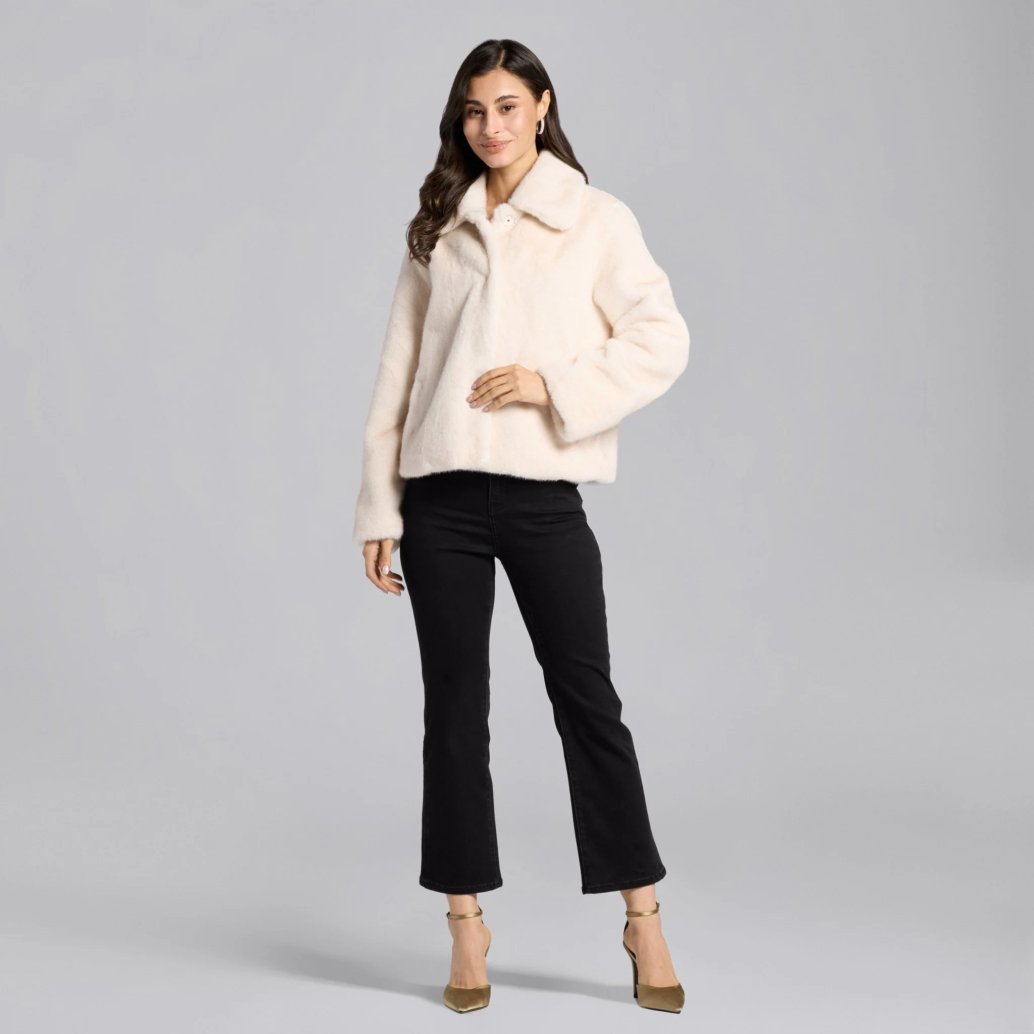 White Faux Mink Fur Jacket - Image 2