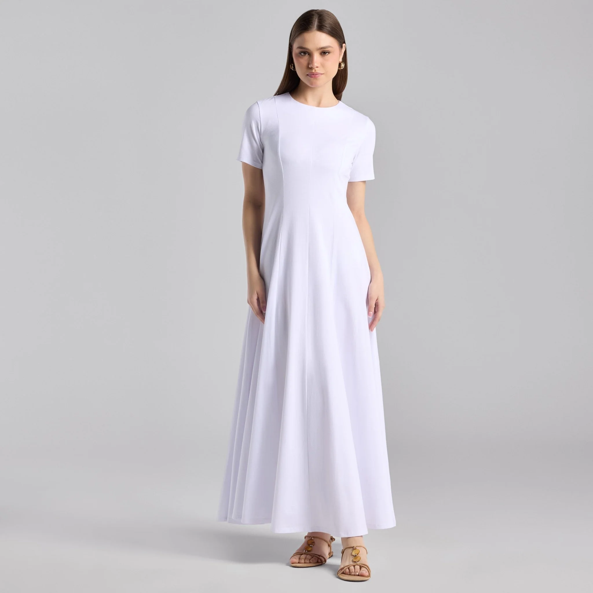White Cotton Blend Under Abaya Dress