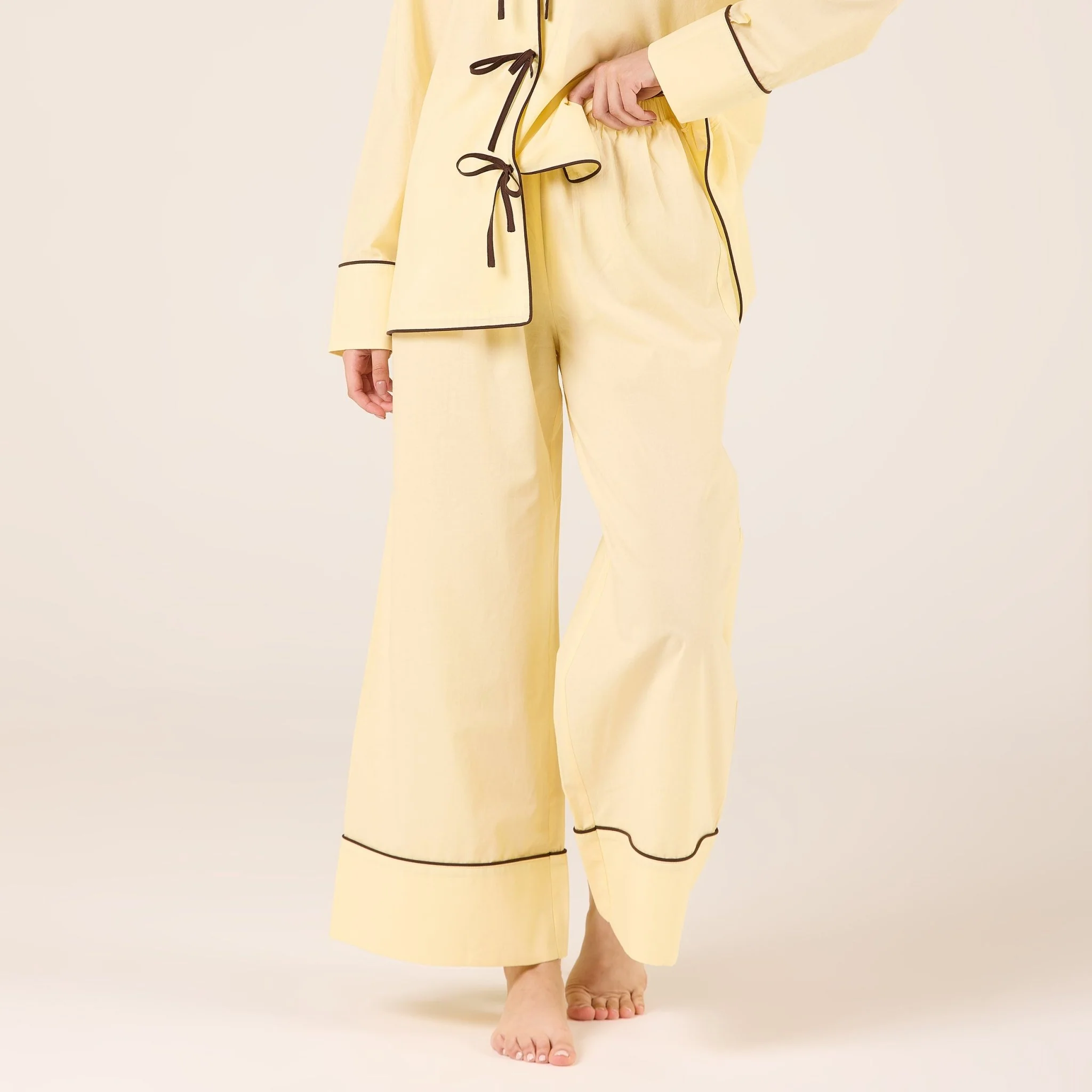 Yellow Wide Leg Pants with Elastic Waist