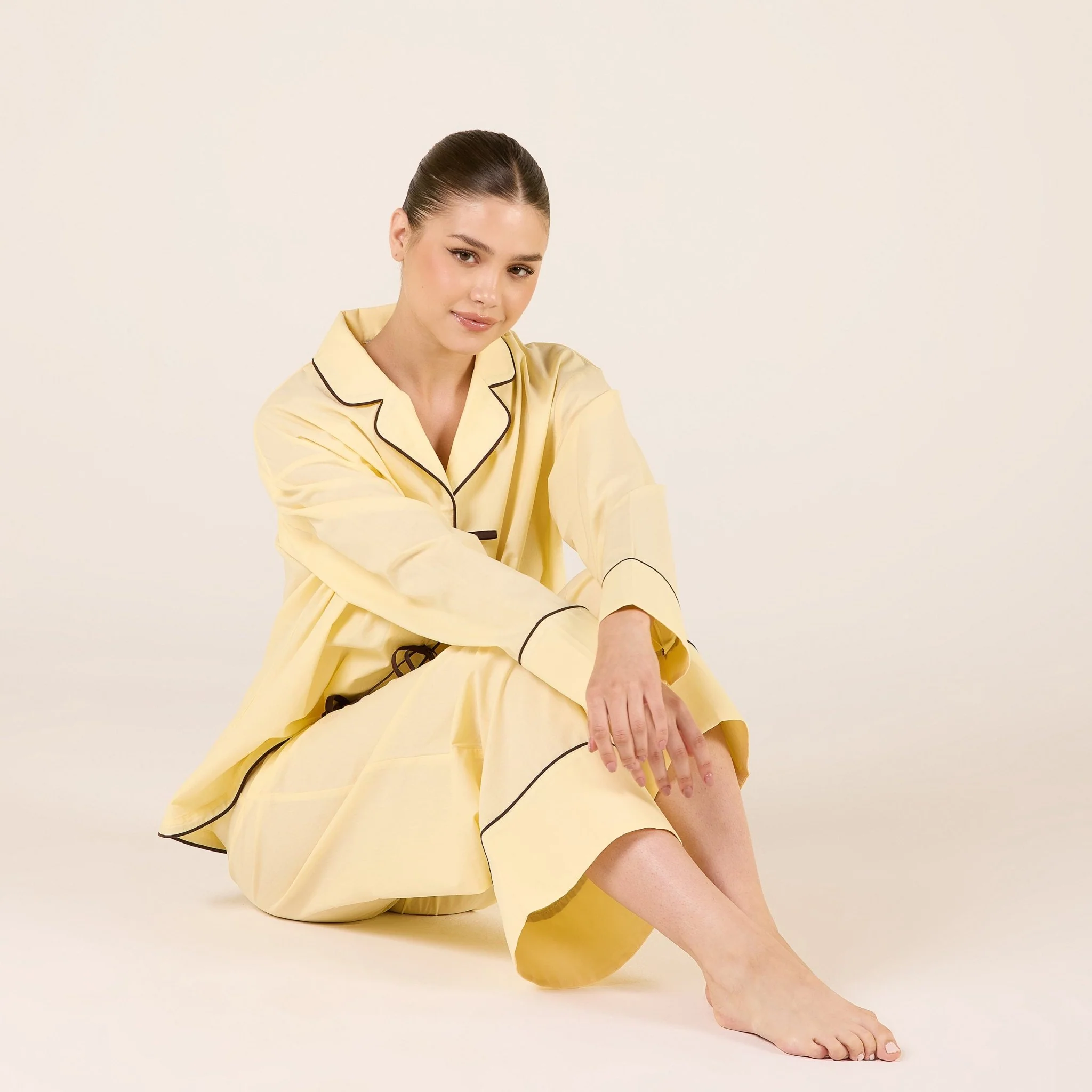 Yellow Cotton Shirt with Front Bows - Image 5