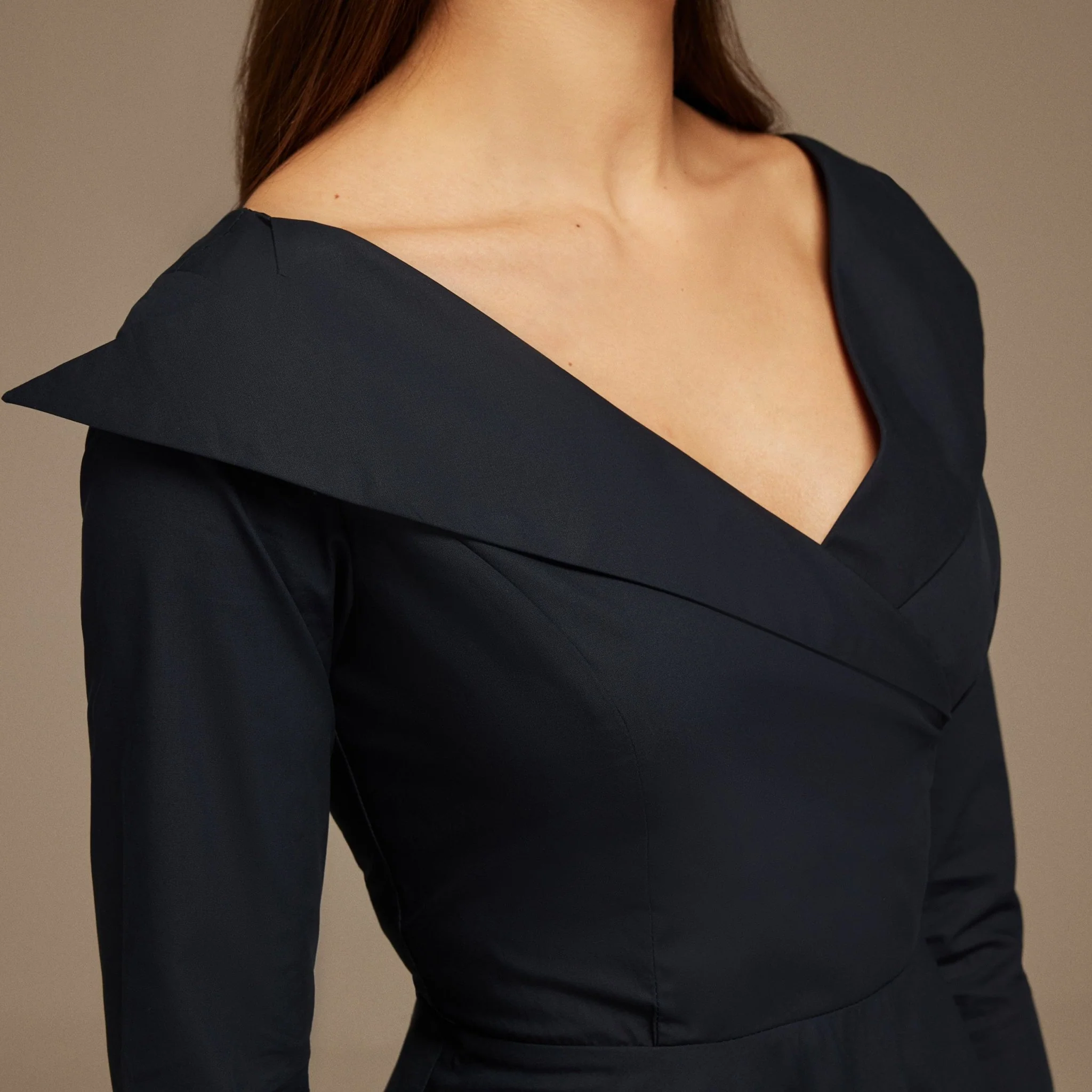 Navy Blue Wide V Neck Long Sleeve Maxi Dress - Image 3