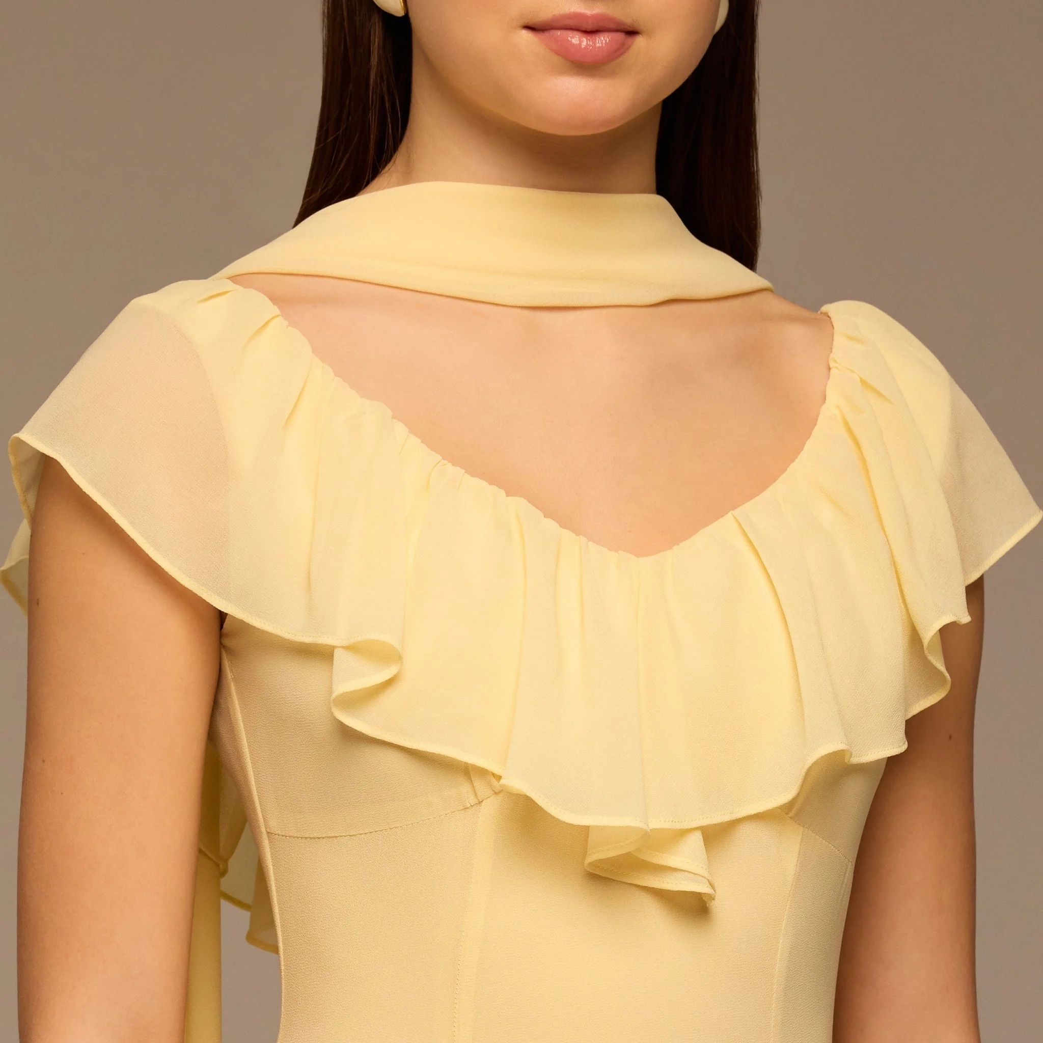 Yellow Ruffle Chiffon Maxi Dress - Image 3